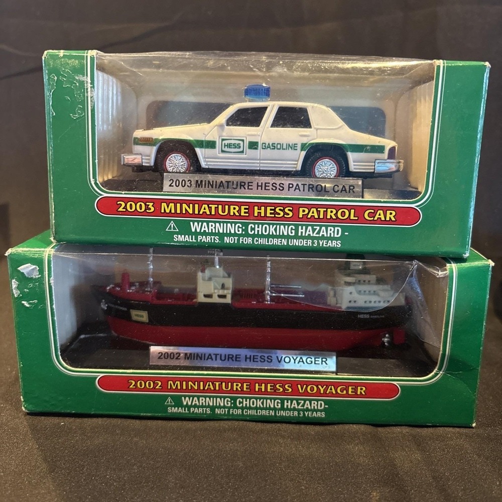 Hess Truck Mini 2002 Hess Miniature Voyager Tanker Ship NIB& 2003 Patrol Car